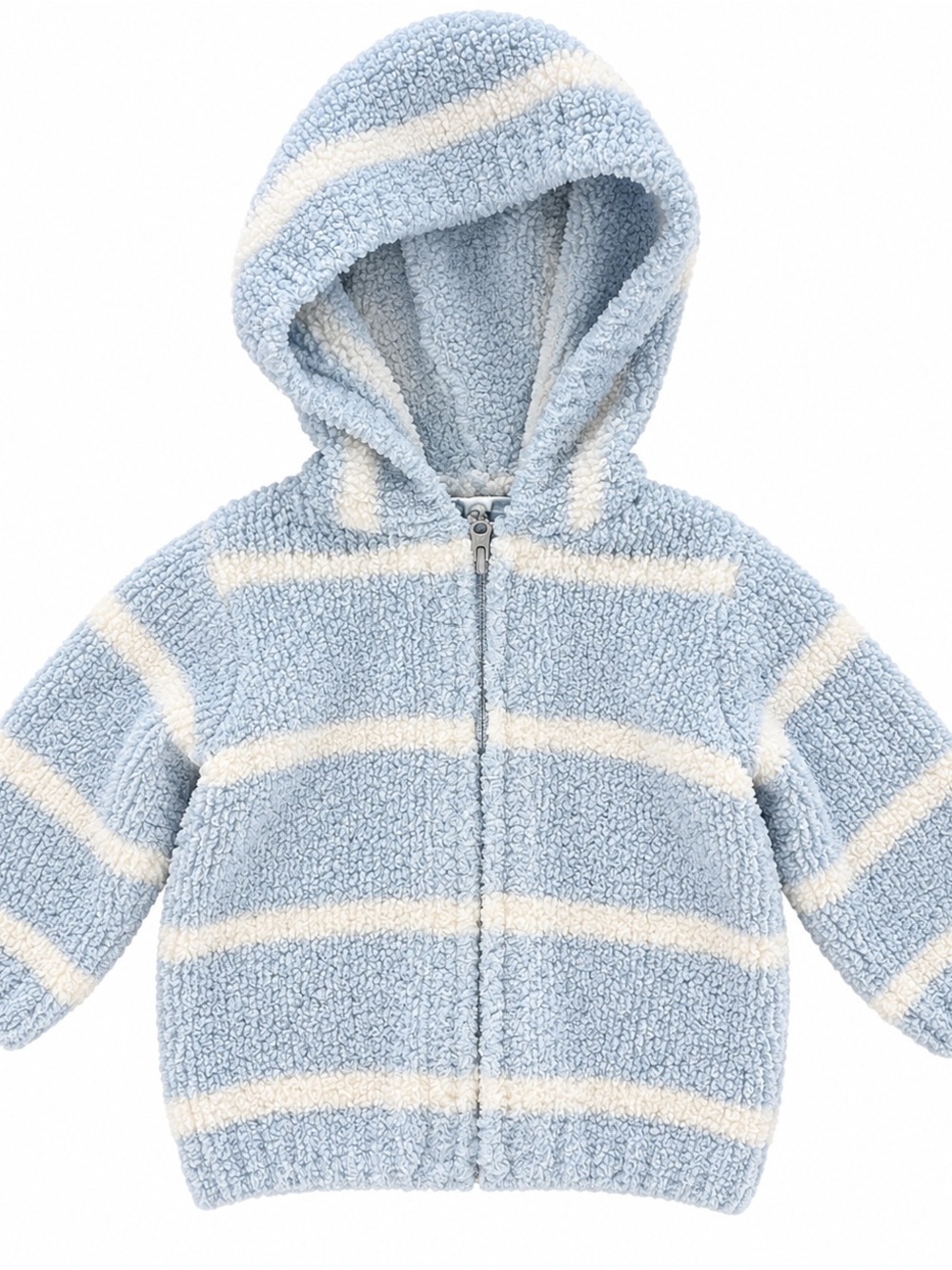 Angel Dear Blue & Cream Hooded Sherpa Zip-Up Jacket